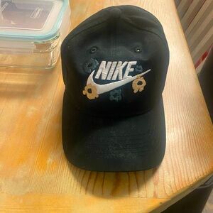 Nike Black Hat with Floral Design